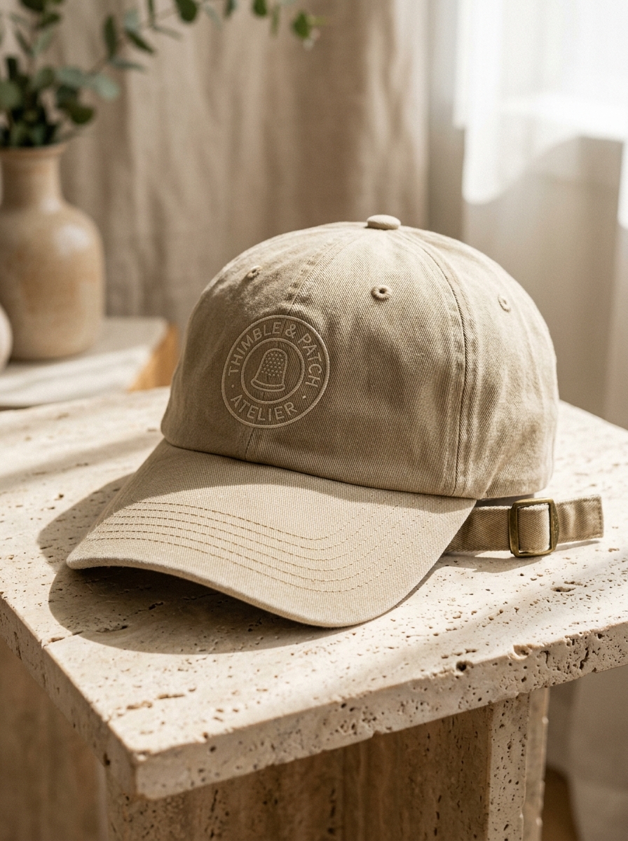 Summer Breeze 6-Panel Chino Twill Cap in Khaki Tan - 180 GSM Thimble & Patch Atelier Ghaziabad