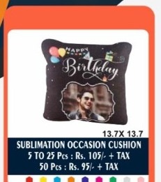Sublimation Happy Birthday Occasion Cushion - 2D Studio Flat-Lay - Thimble & Patch Atelier Ghaziabad