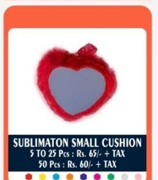 Crimson Red Plush Fur Heart Mini Cushion - 2D Studio Flat-Lay - Thimble & Patch Atelier Ghaziabad
