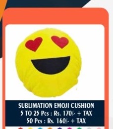 Heart Eyes Romantic Emoji Round Cushion - 2D Studio Flat-Lay - Thimble & Patch Atelier Ghaziabad