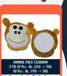 Cheeky Monkey 3D Plush Animal Cushion - 2D Studio Flat-Lay - Thimble & Patch Atelier Ghaziabad