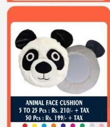 Gentle Panda 3D Plush Animal Cushion - 2D Studio Flat-Lay - Thimble & Patch Atelier Ghaziabad