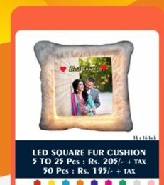 LED Illuminated Square Fur Keepsake Cushion - 2D Studio Flat-Lay - Thimble & Patch Atelier Ghaziabad