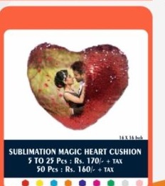 Reversible Magic Sequin Heart Cushion - 2D Studio Flat-Lay - Thimble & Patch Atelier Ghaziabad