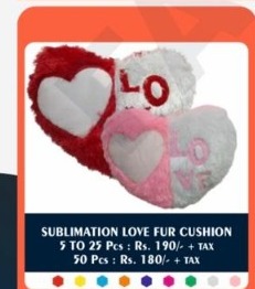 Intertwined Double Heart LOVE Fur Cushion - 2D Studio Flat-Lay - Thimble & Patch Atelier Ghaziabad