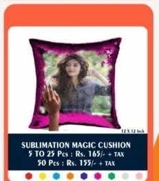 Compact Magenta Magic Sequin Cushion (12x12) - 2D Studio Flat-Lay - Thimble & Patch Atelier Ghaziabad