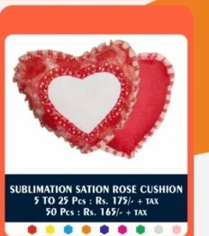 Satin Rose Ruffle Heart Keepsake Cushion - 2D Studio Flat-Lay - Thimble & Patch Atelier Ghaziabad