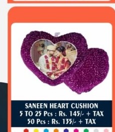 Saneen Royal Purple Sparkle Heart Cushion - 2D Studio Flat-Lay - Thimble & Patch Atelier Ghaziabad