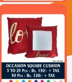 Atelier Velvet Embroidered LOVE Square Cushion - 2D Studio Flat-Lay - Thimble & Patch Atelier Ghaziabad