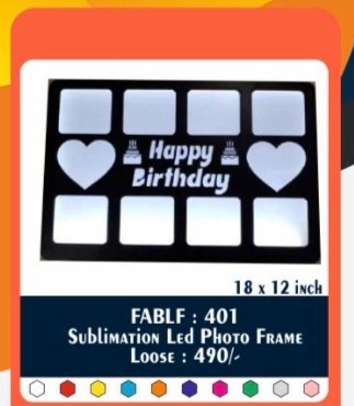 Jumbo Sublimation LED Photo Frame 18×12" (FABLF : 401) - "Happy Birthday Grand Collage" - 2D Studio Flat-Lay - Thimble & Patch Atelier Ghaziabad