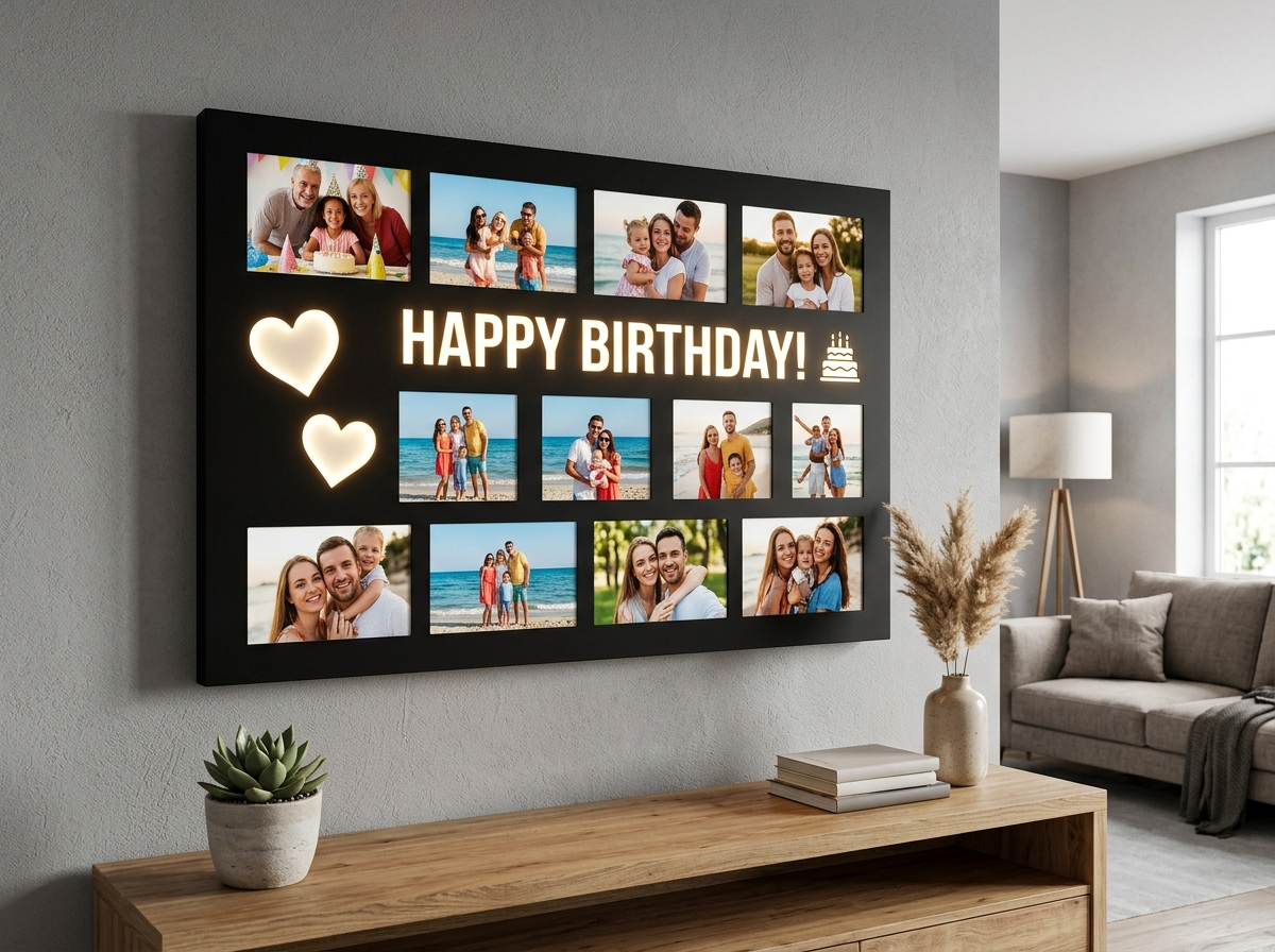 Jumbo Sublimation LED Photo Frame 18×12" (FABLF : 401) - "Happy Birthday Grand Collage"