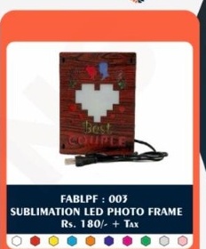 Sublimation LED Photo Frame (FABLPF : 003) - "Best Couple Pixel Heart" - 2D Studio Flat-Lay - Thimble & Patch Atelier Ghaziabad