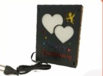 Sublimation LED Photo Frame (FABLPF : 011) - "Cupid & Interlocking Hearts"