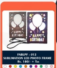 Sublimation LED Photo Frame (FABLPF : 012) - "Happy Birthday Balloon Trio" - 2D Studio Flat-Lay - Thimble & Patch Atelier Ghaziabad
