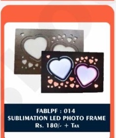 Sublimation LED Photo Frame (FABLPF : 014) - "Twin Hearts & Filigree Stars" - 2D Studio Flat-Lay - Thimble & Patch Atelier Ghaziabad