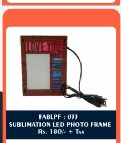 Sublimation LED Photo Frame (FABLPF : 033) - "I Love You Crimson Ribbon" - 2D Studio Flat-Lay - Thimble & Patch Atelier Ghaziabad
