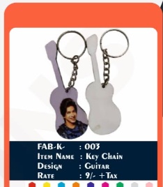 Sublimation Custom Keychain (FAB-K : 003) - "Acoustic Melody Guitar" - 2D Studio Flat-Lay - Thimble & Patch Atelier Ghaziabad