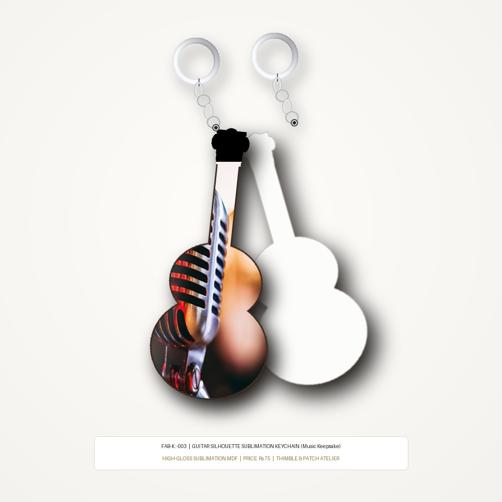 Sublimation Custom Keychain (FAB-K : 003) - "Acoustic Melody Guitar"