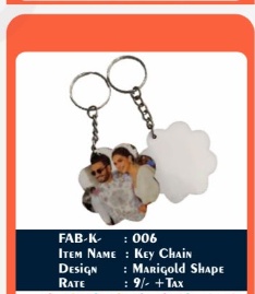 Sublimation Custom Keychain (FAB-K : 006) - "Marigold Blossom" - 2D Studio Flat-Lay - Thimble & Patch Atelier Ghaziabad