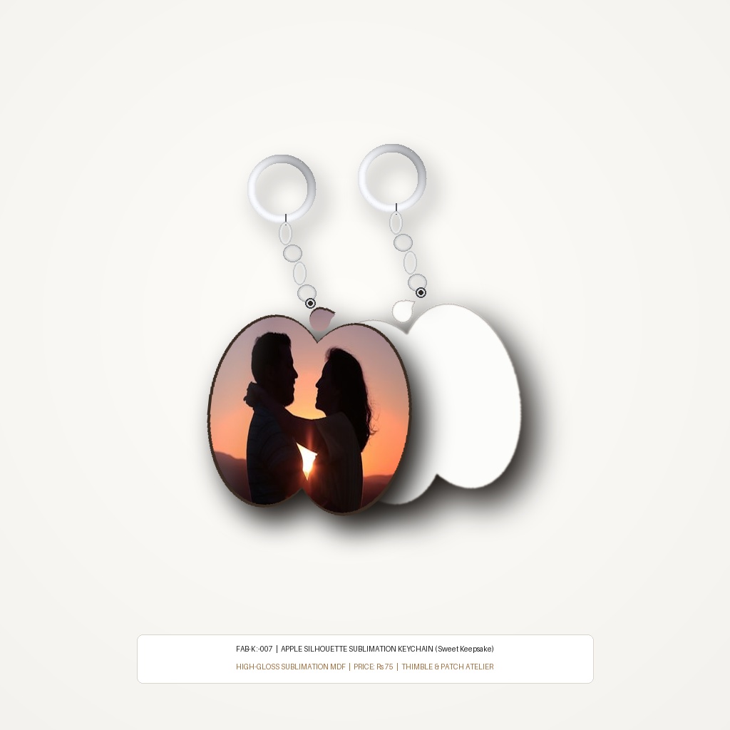 Sublimation Custom Keychain (FAB-K : 007) - "Sweet Apple Silhouette"