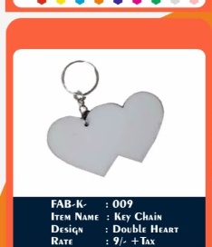 Sublimation Custom Keychain (FAB-K : 009) - "Interlocking Double Heart" - 2D Studio Flat-Lay - Thimble & Patch Atelier Ghaziabad