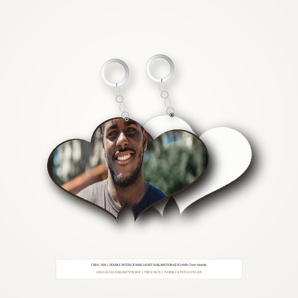 Sublimation Custom Keychain (FAB-K : 009) - "Interlocking Double Heart"