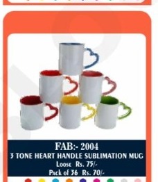 3-Tone Heart Handle Romantic Sublimation Mug - 2D Studio Flat-Lay - Thimble & Patch Atelier Ghaziabad