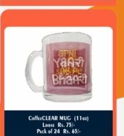 Crystal Clear Glass Coffee Mug (11oz) - 2D Studio Flat-Lay - Thimble & Patch Atelier Ghaziabad
